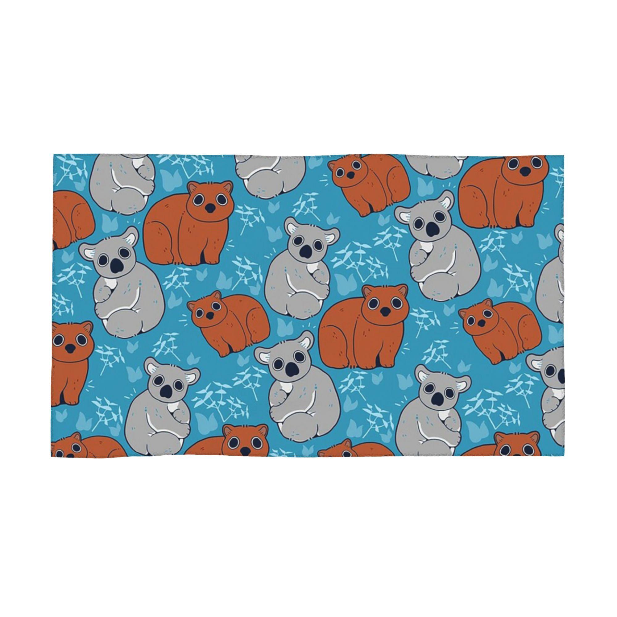 

Wombat and Koala with Eucalyptus Soft Face Towel Quick Dry Pool Bath Cotton Towels Absorbent W30*H60(CM)