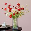 Gorgeous Flocking Stem Artificial Papaver Rhoeas Faux Bouquet Fake Poppies Flowers Silk Plants