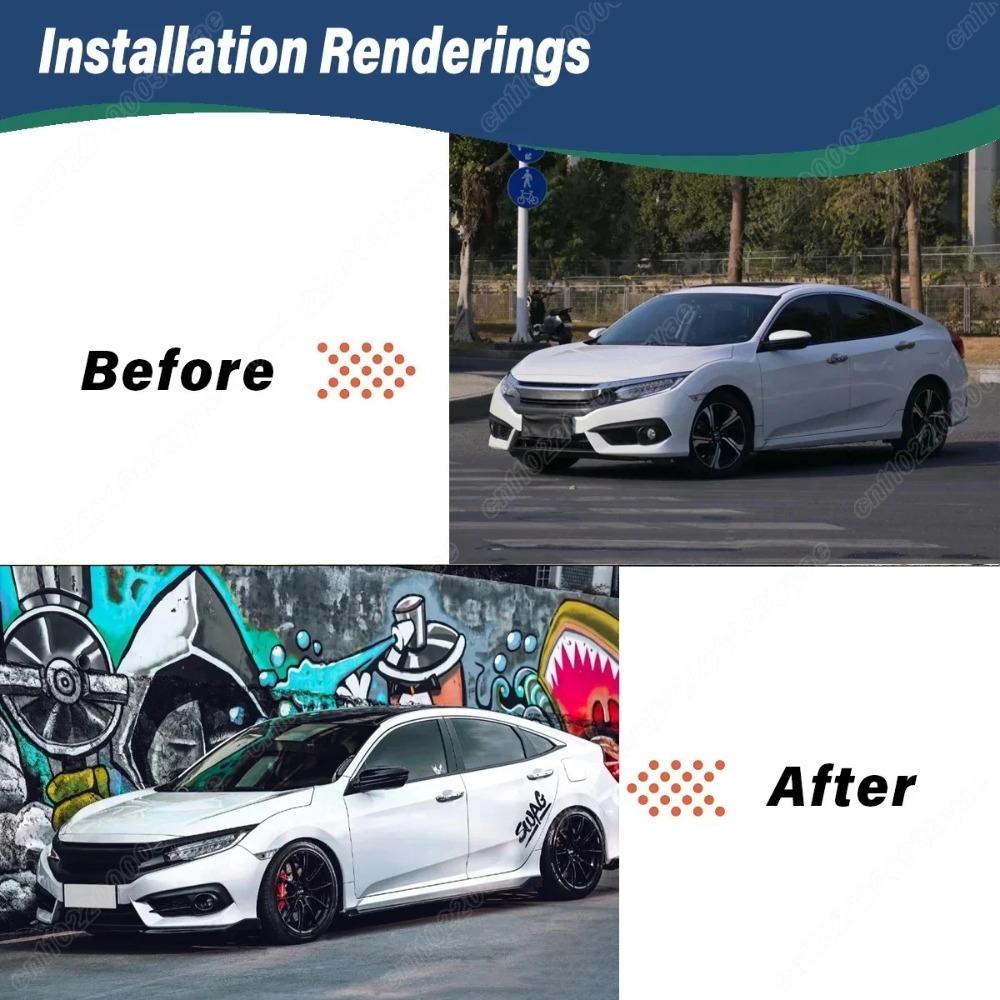 For Honda Civic X FC FK 10th Gen 2016 2017 2018 2019 2020 2021 Car Front Spoiler Splitter Lip Body Decoration Modification Kit