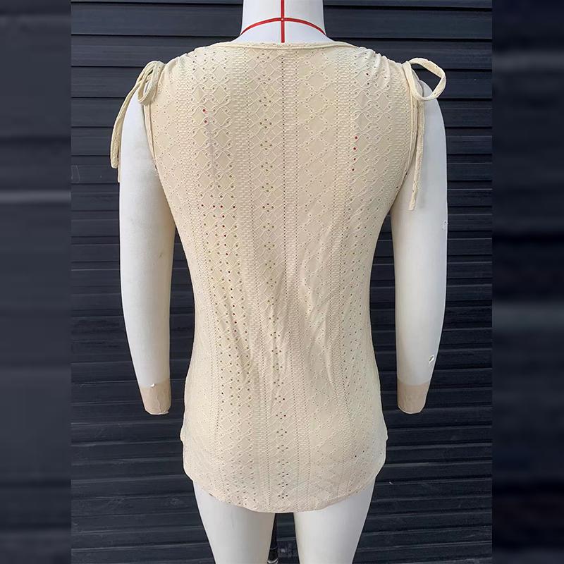 Women's Tops with Cut-out Drawstring Camisoles in Solid Color