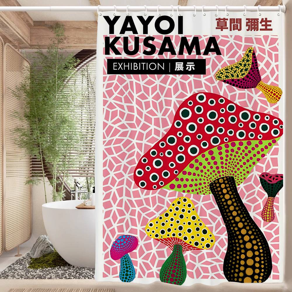 Yayoi Kusama Menas Vonios Dušo Užuolaida Apsauganti Sienelė Dušo Užuolaida Greitai Džiūstanti Gali Būti Šveičiama Šviesiai Nepermatoma Vonios