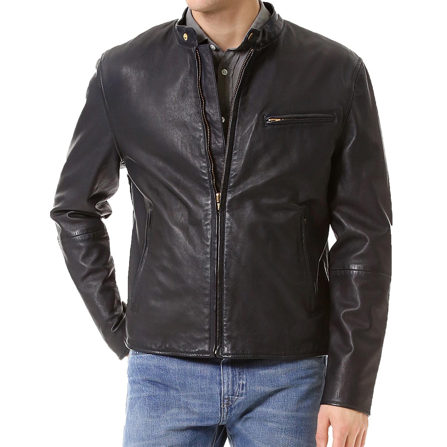 

SkinOutfit Men s Genuine Lambskin Black Leather Jacket Stylish Motorcycle Bomber Biker Outerwear MJ 116 S чорний