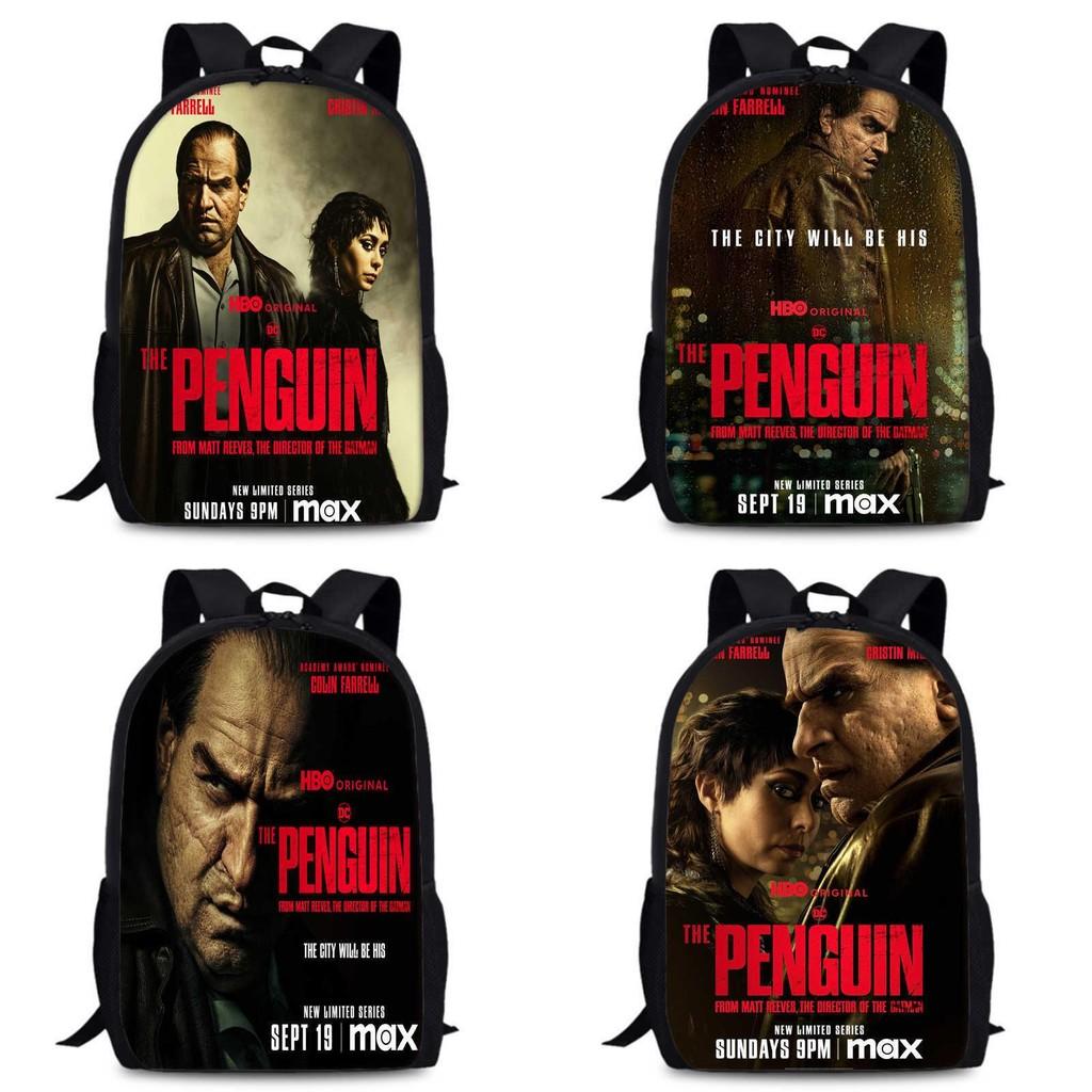 Penguin Backpack The Oxford Fabric School Bag Breathable Cushioned Straps Kids