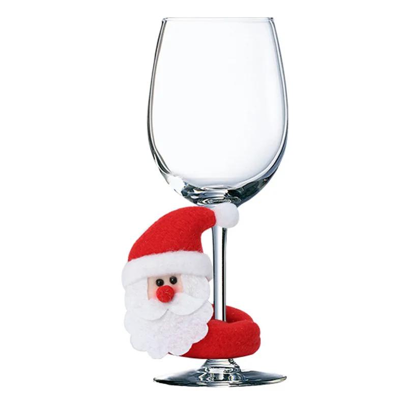 New Christmas Wine Glass with Velvet Cloth for Elderly People, Snowman and Deer Window Decoration
