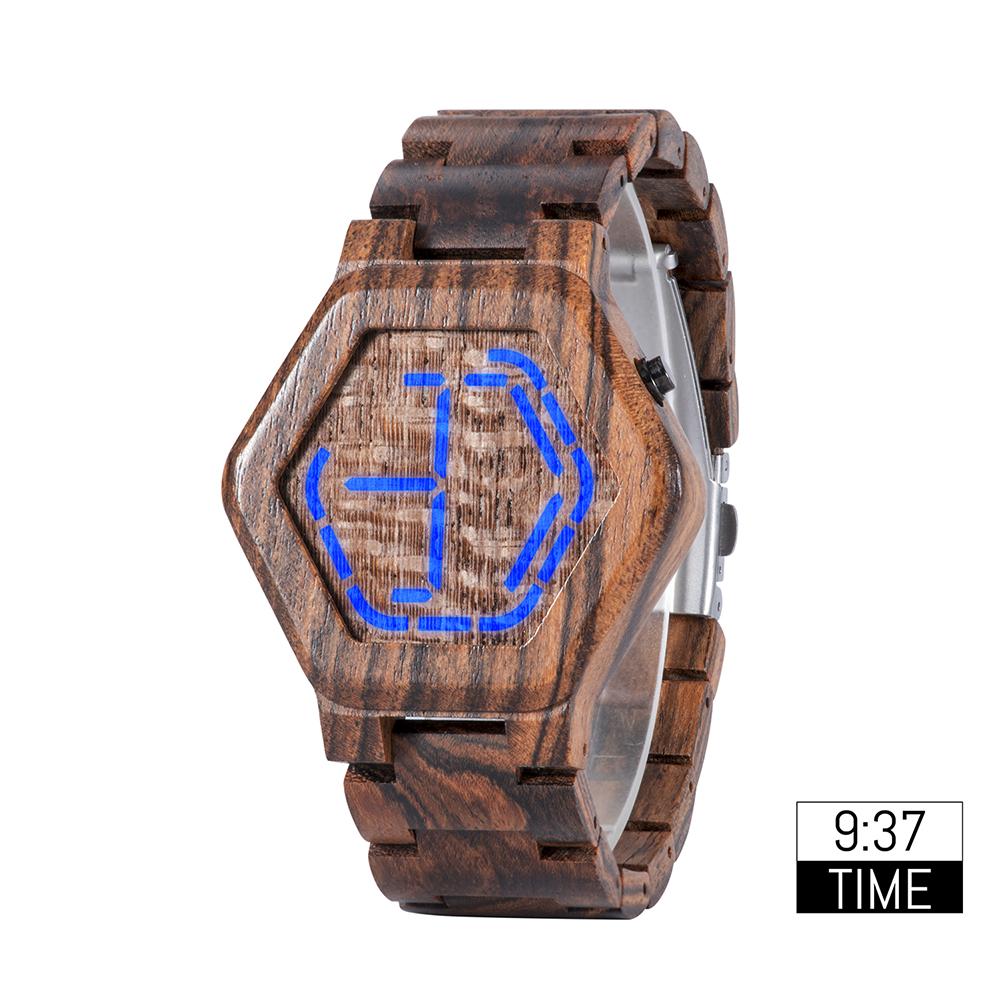 Man Watch LED Wood Men's Watches Digital Watch For Men Calendar Quartz Wristwatch Wooden Timepieces Personalized