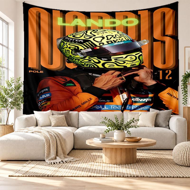 Lando Norris Wandteppich, Weicher Stoff Wandbehang, Dekorative Kulisse Für Schlafzimmer Heim Wandkunst