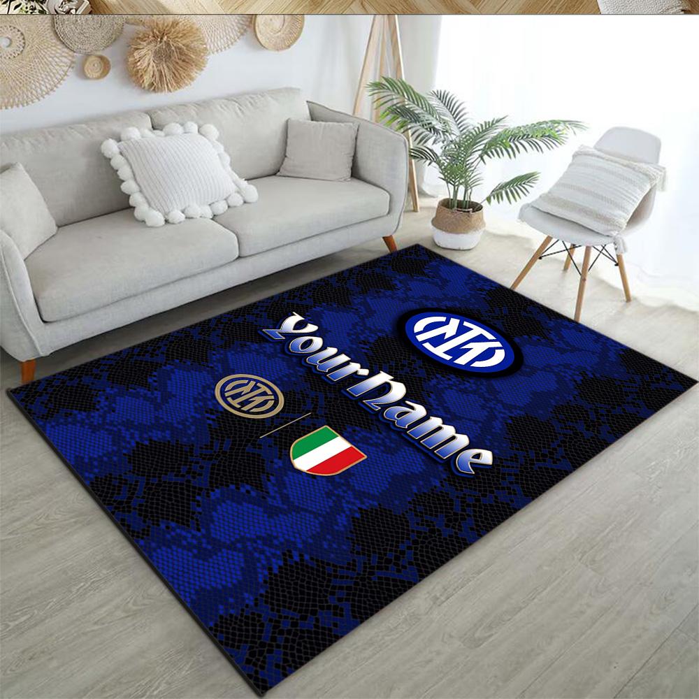 Inter Milan Customized Name Floor Rug Office Rug Perfect for Outdoor Foyer Game Room Living Rooms Antislip Carpet Decorate Offices