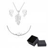 Silver Jewelry Set Surgical Steel Leaf Pendant Gift