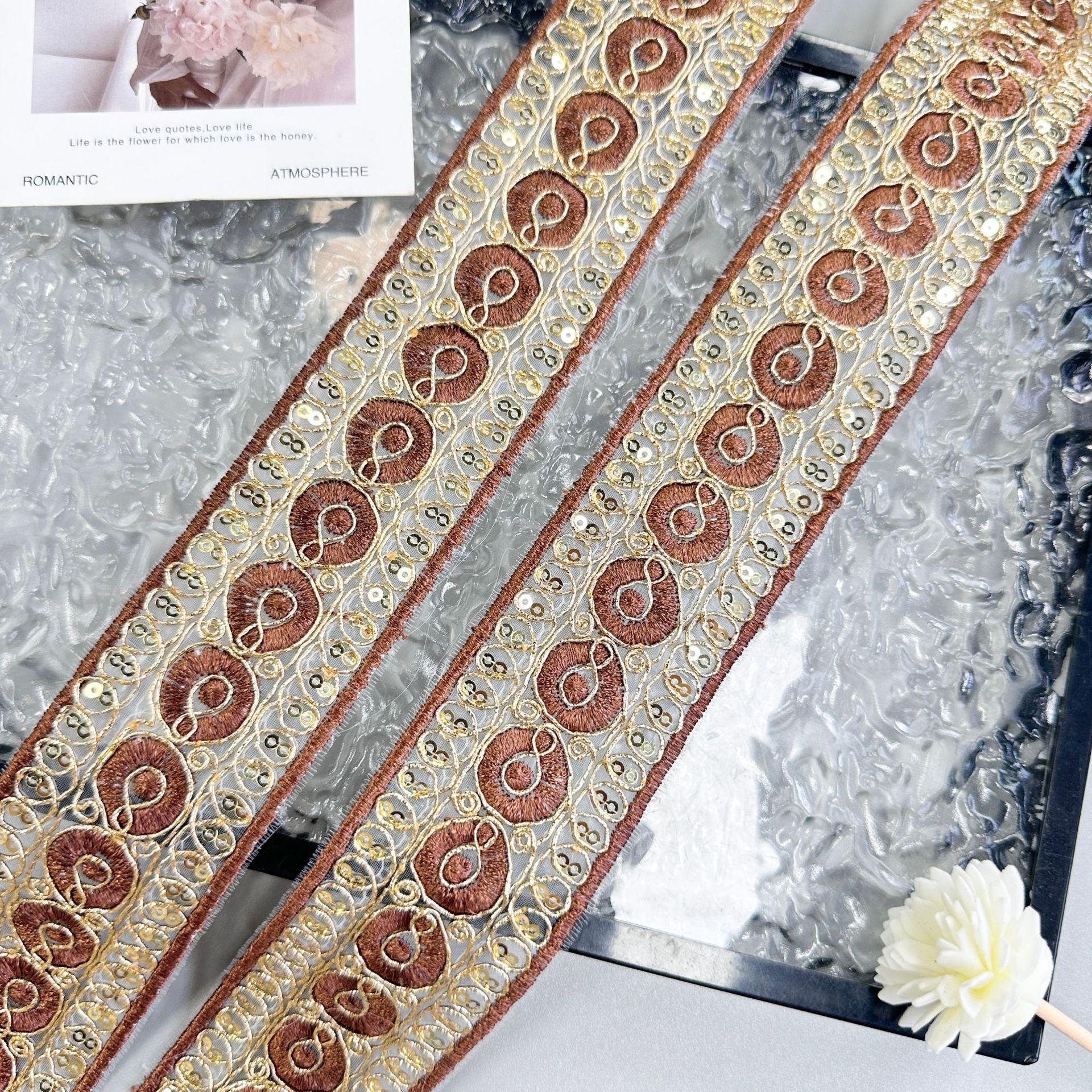 

Exotic Bead Strand Embroidery Barcode Clothing Skirt Luggage Decoration Bohemian Lace Accessories XDT76 one code