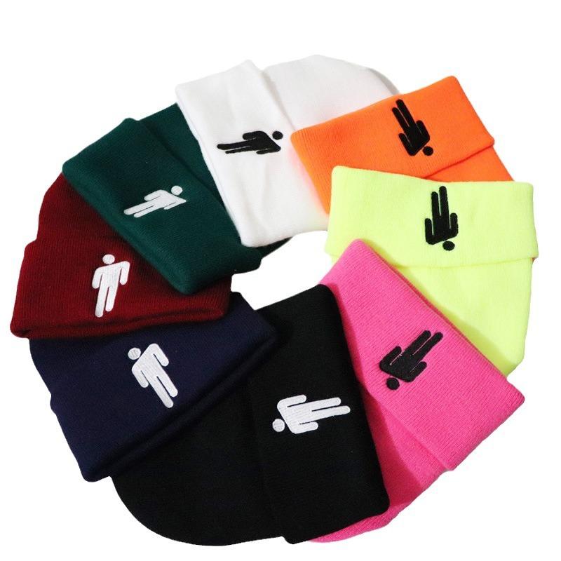 Neuer europäischer und amerikanischer Stil Billie Eilish Bestickte Strickmütze für Männer und Frauen, Wollmütze Gleicher Stil wie bei Stars