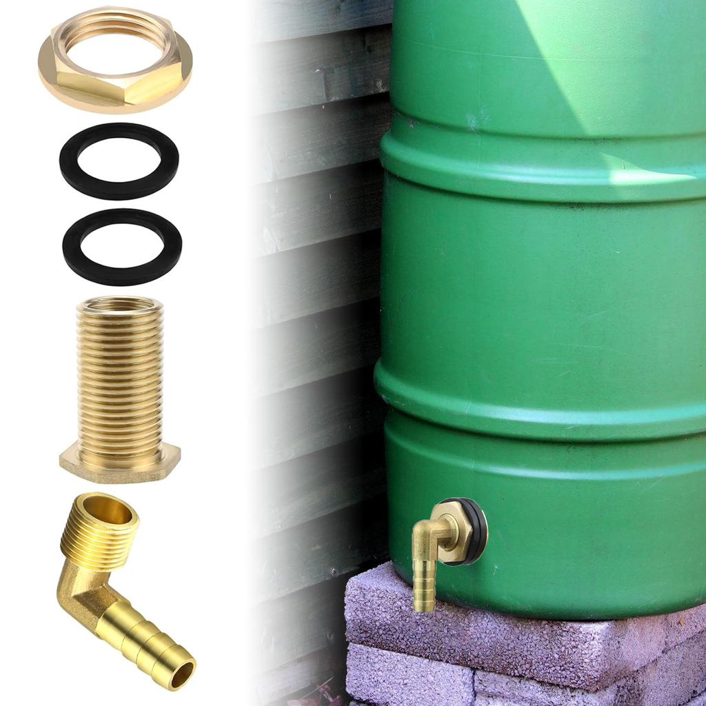 Brass Water Tank Fitting Set Metal Tank Connectors Barrel Fittings Upgrades for Buckets Containers & Irrigation Use