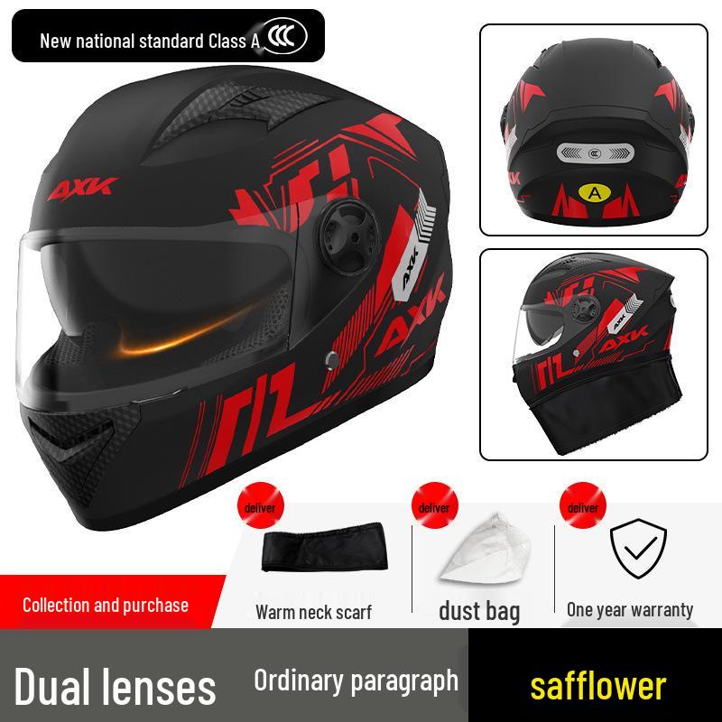 Certified Electric Motorcycle Helmet - Unisex Full Face, All-Season, Winter Warm, Safety Helmet