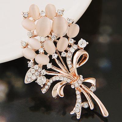 Stylish, Sophisticated, Opal Rhinestone Flower Bouquet Brooch Brooch, Women's Accessories High-end Brooch