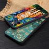 Van Gogh Starry Night Cat Oil Painting Funda For Iphone 15 Pro 14 11 12 13 Pro Max Mini XS X 7 8 14 Plus SE2020 Cases Soft Cover