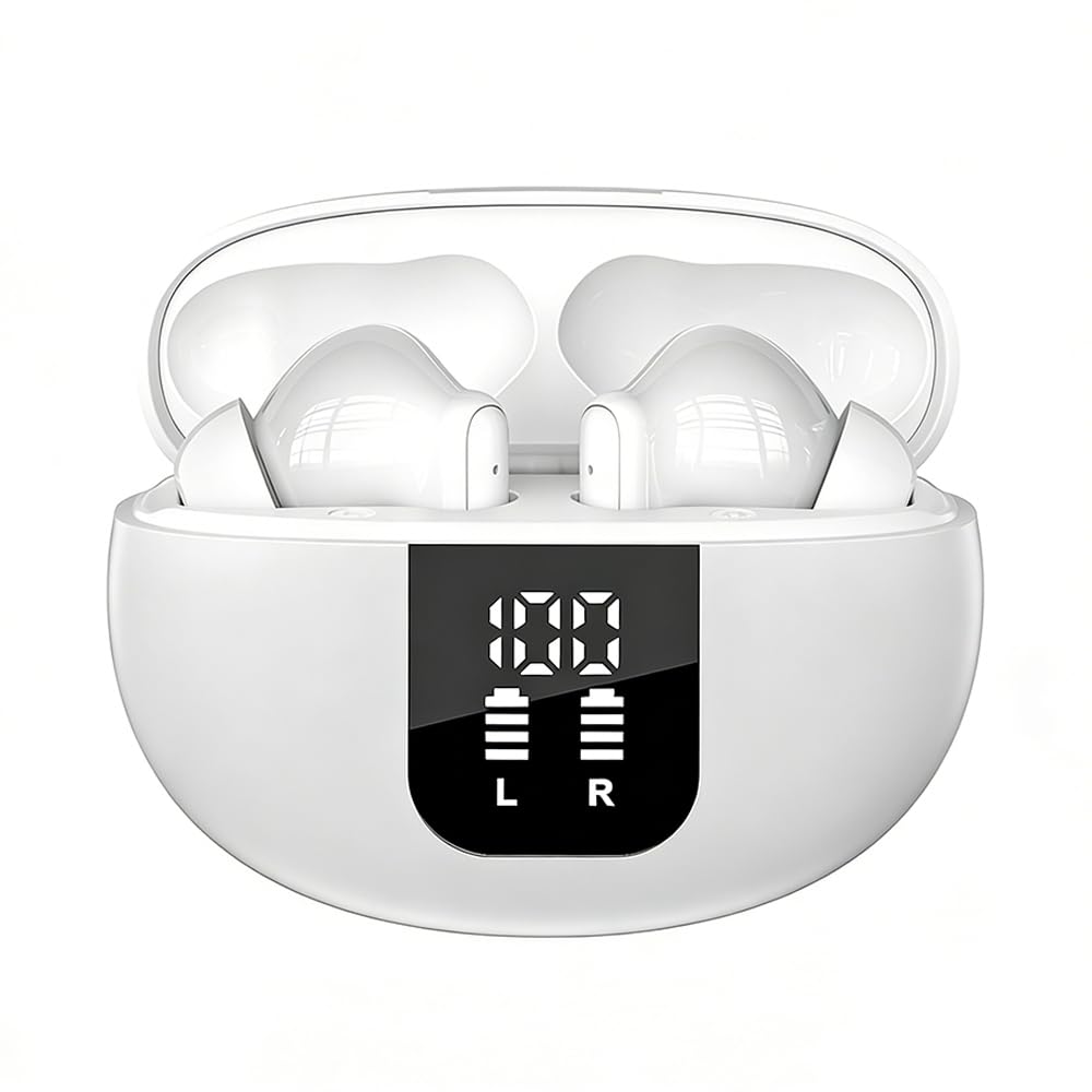 

[2026 Upgraded Edition] Bluetooth Wireless Earbuds with Mic, Automatic Pairing, Instant Connection, ANC Noise Cancelling, LED Battery Level Display,