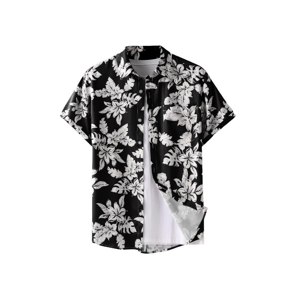 Summer Casual Holiday Beach Shirt 3D Flower Pattern T-shirt Retro Short Sleeve Street Vacation Outdoor Men s and Women s Shirt S