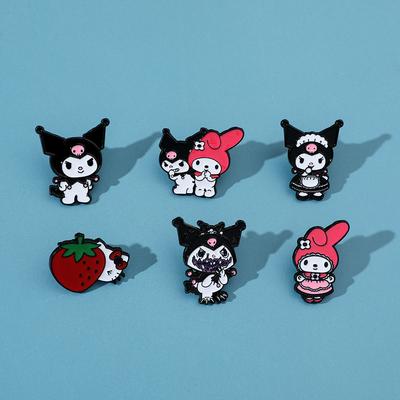 Sanrio Cartoon Creative Metal Badge Personality Funny Trendy Kulomie Melody KT Pussy Brooch