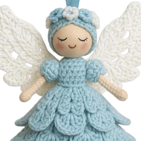 1/2 Sets DIY Crochet Angel Ornament Kit Beginners Handmade Angel Girl Decoration Yarn Craft Christmas Tree Hanging Crocheting Angel Doll Holiday Gift