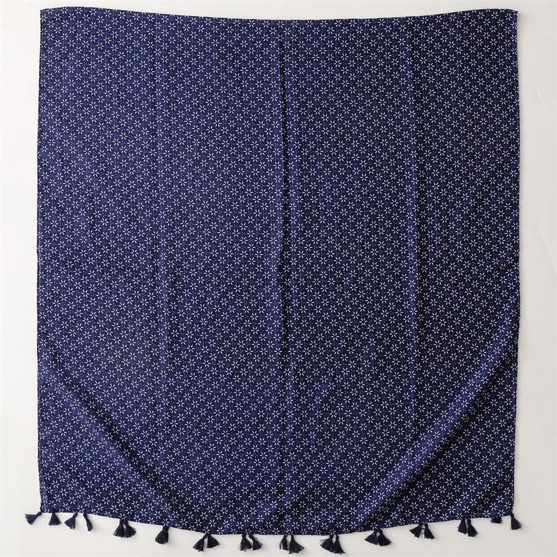 Retro Bohemian Ethnic Cotton Linen Scarf with Hexagram Tassels