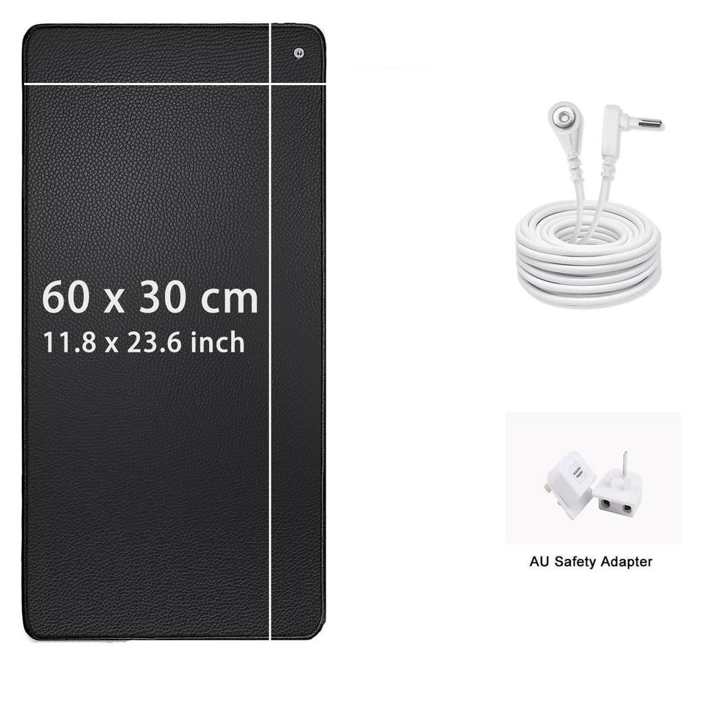 Tapis de Mise à la Terre Noir Multifonctionnel avec Fond Antidérapant pour Soulagement de la Douleur, Amélioration du Sommeil et Augmentation de l'Énergie