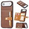 For iPhone Air Case Calf Texture Card Holder PU Leather+TPU Kicsktand Phone Cover