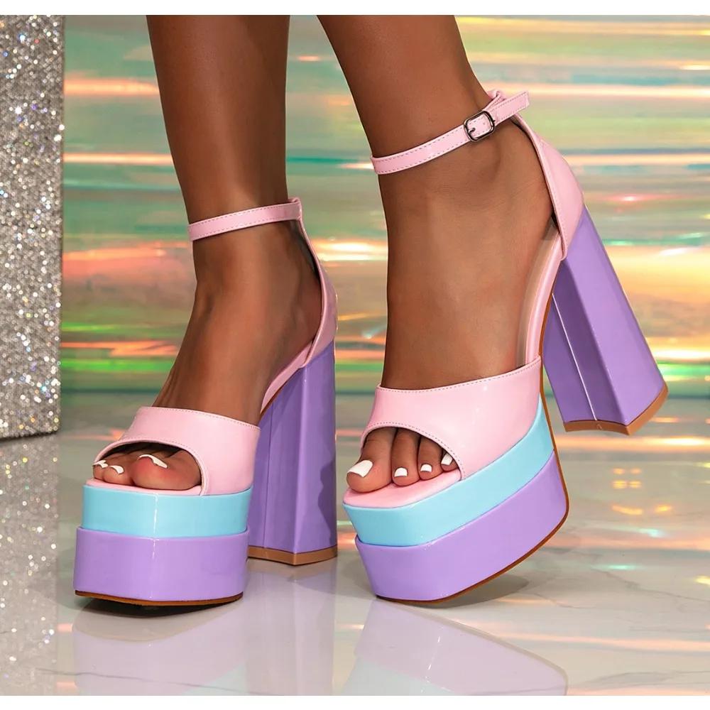 Designer New Color Double-layer Waterproof Platform Large-size High Heel Pumps Sexy and Fashionable Women's High Heel Sandals