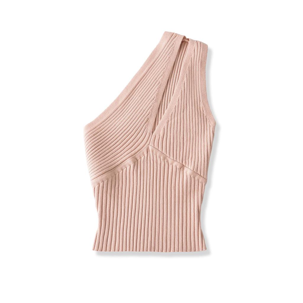 Elegant Women's Chic One-Shoulder Knit Vest – Slim-Fit, Hollow-Cut, Cropped, Waist-Cinched Design