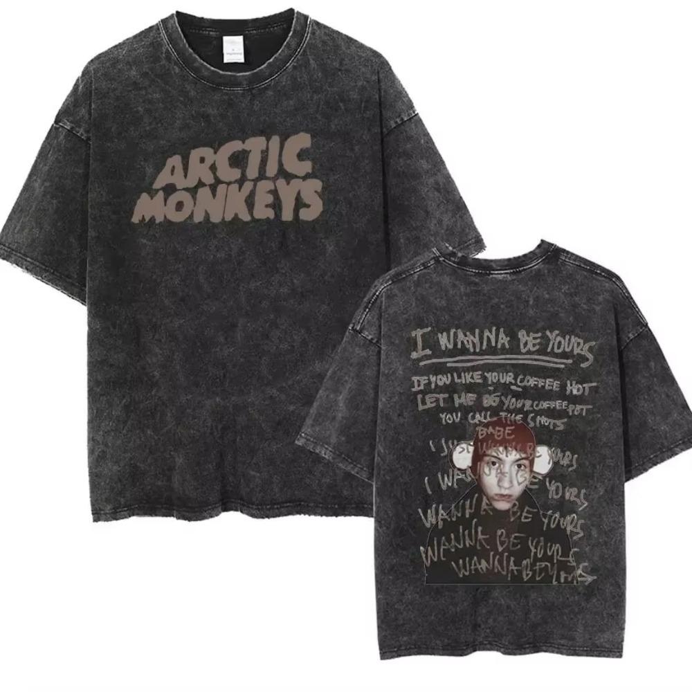 Vintage Washed Oversized Arctic Monkeys Album Print T-Shirt Retro Rock Music Short Sleeve Loose Streetwear Casual Tops For Men Women Daily Outfit