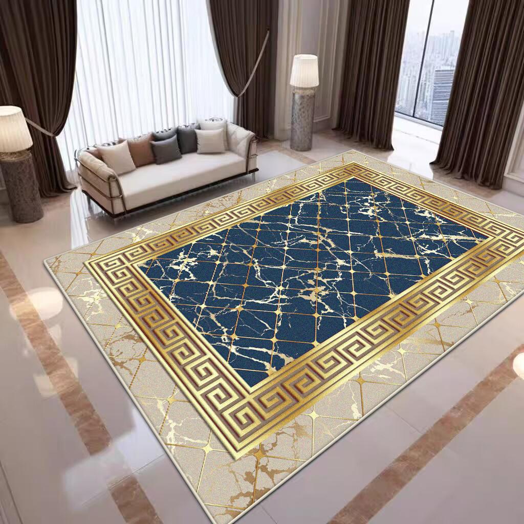 Chinese Style Gold Large Living Room Carpet Home Decoration Luxury Washable Coffee Tables Mat Light Luxury Lounge Rug Non-slip
