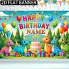 Personalized Dinosaur Birthday Backdrop Customizable Name Jungle Dino Party Banner for Kids