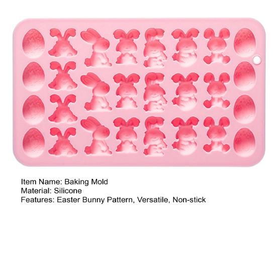 Oster-Schokoladenform 27-Kammer Hasen-Osterei-Design Silikonform Leicht zu reinigen Lebensmittelqualität Süßigkeiten Gelees Mousse Backform