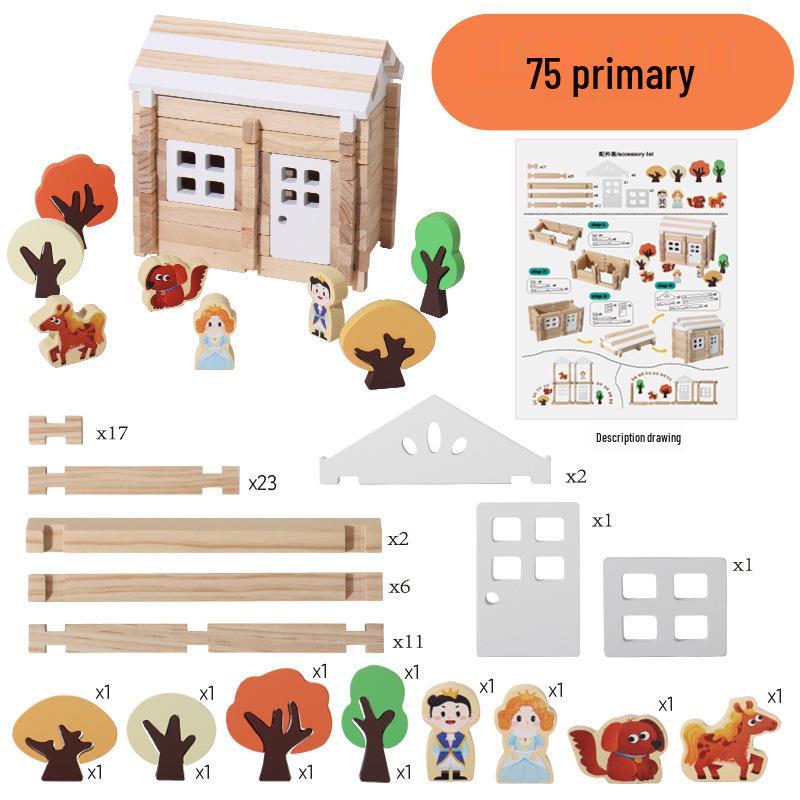 Educational Children's Wooden Building Blocks - Luban Mortise & Tenon, Free Assembly Cabin Gift for June 1st