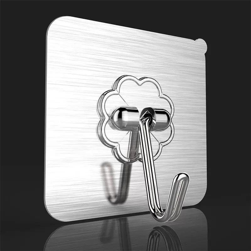 Durable Adhesive Stainless Steel Wall Hook for Heavy Duty Kitchen Use