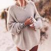 European and American autumn new fashion sweater women's crew neck long-sleeved knitted sweater loose large size jacket factory