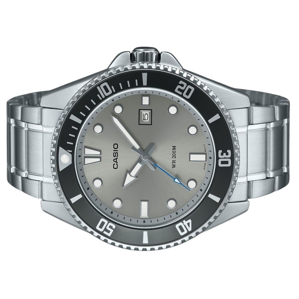 Casio Standard Analog Stainless Steel Grey Dial Quartz MDV-107D-8AV 200M Men's Watch