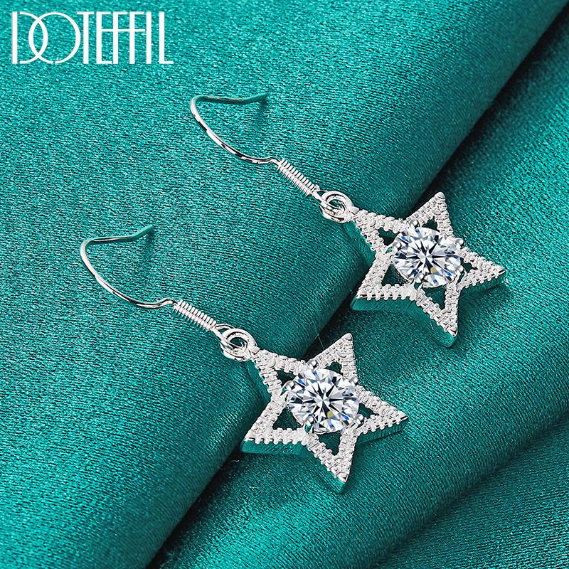 AAA Zircon Star Earrings Silver Fashion Jewelry