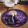 If The Shoes Fit Halloween Witch Hat Boots Moon Purple Pattern Holiday Luxury Round Mat Elegant Area Rug Home Decor