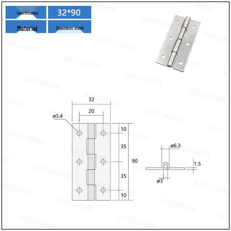 304 Stainless Steel Industrial Butterfly Hinge HHKS25/40/50/65/100 - Narrow Continuous Folding Hinge
