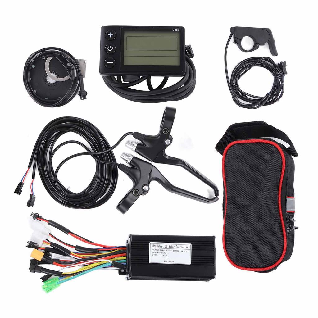 Electric Bicycle Conversion Kit 26A 3 Mode Controller S866 Panel Thumb Throttle and Brake Handle for 500W To 750W Motor