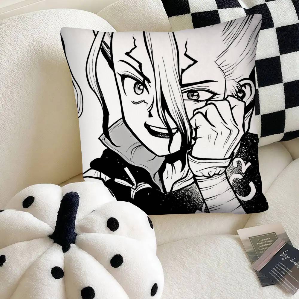 

Anime Dr Stone 4 Senku Ishigami Pillow Case Fashion Square Pillowcase Bedroom Sofa Room Ins Decoration Leisure 40x40cm16x16in