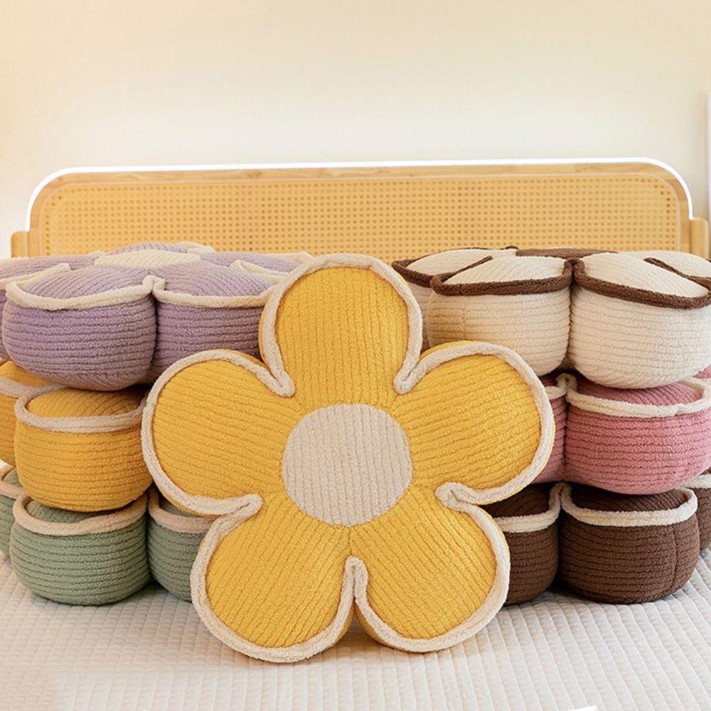 Flower Shaped Chair Cushion Plush Sofa Decor Cushion Multifunctional Flower Pillow  Office