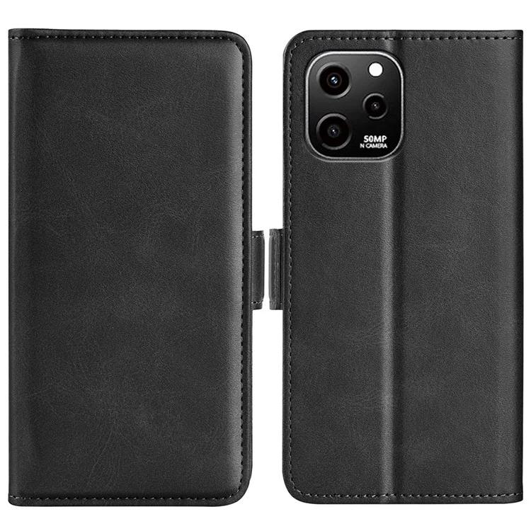 

For Huawei nova Y61 4G PU Leather Cell Phone Cover Dual Magnetic Clasp Calf Texture Case Foldable Stand Wallet