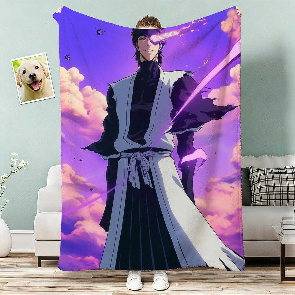 Sosuke Aizen Throw Lightweight 240G Flannel Blanket Soft Skin-Friendly For Summer Cooling