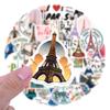 55Pcs France Paris Landscape Stickers Eiffel Tower Decals Diy Motorcycle Luggage Guitar Cartoon Cool Graffiti Decal Sticker
