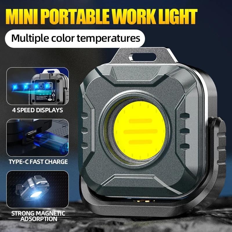 Mini Rechargeable LED Portable Flashlight Magnetic 6 Lightenings Modes Multifunction Emergency Light COB Work Light USB Camping Torch