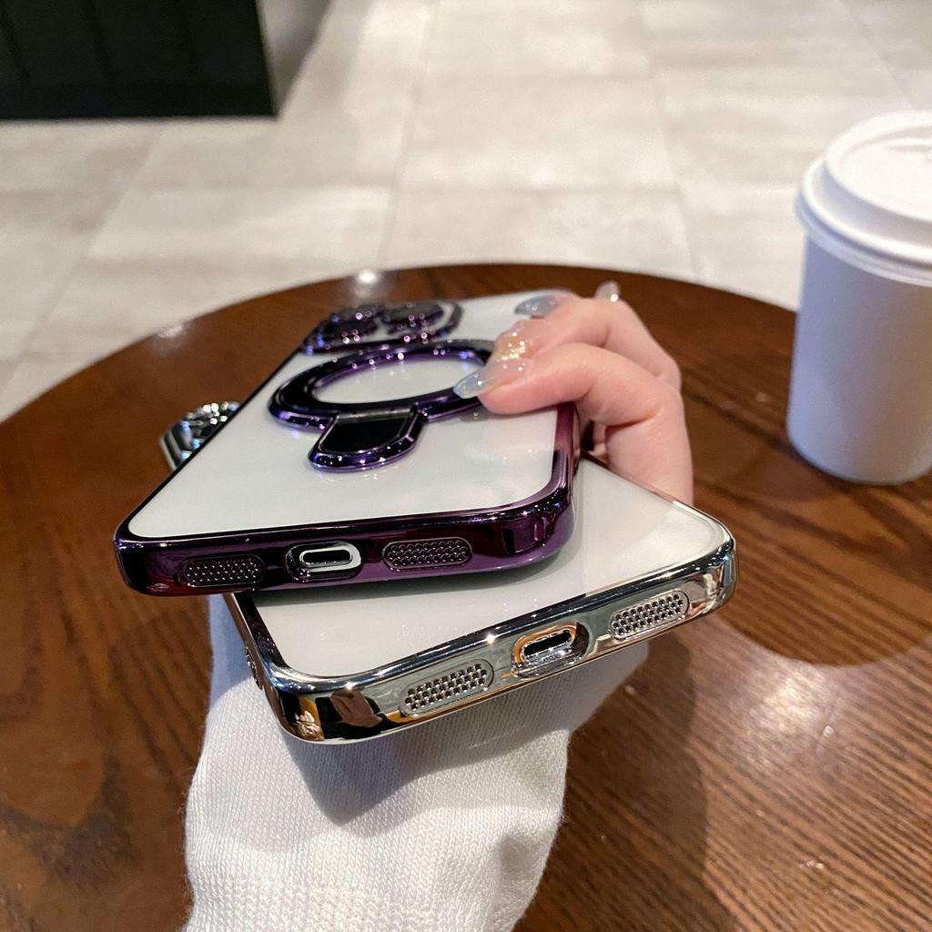 Magnetic Ring Stand for iPhone 17/16 Pro Max Electroplated Soft Case
