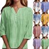 Women's T Shirt Tee Print Button 3/4 Sleeve Daily Weekend Fashion Basic V- Neck Regular Top