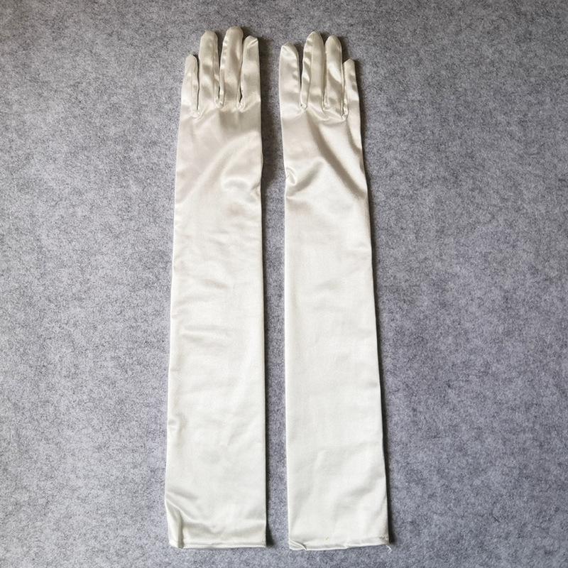 Women  Long Solid Satin Soft Multicolor Ceremonial Gloves Drive Ride Dance Performance Sunscreen Cosplay Elasticity