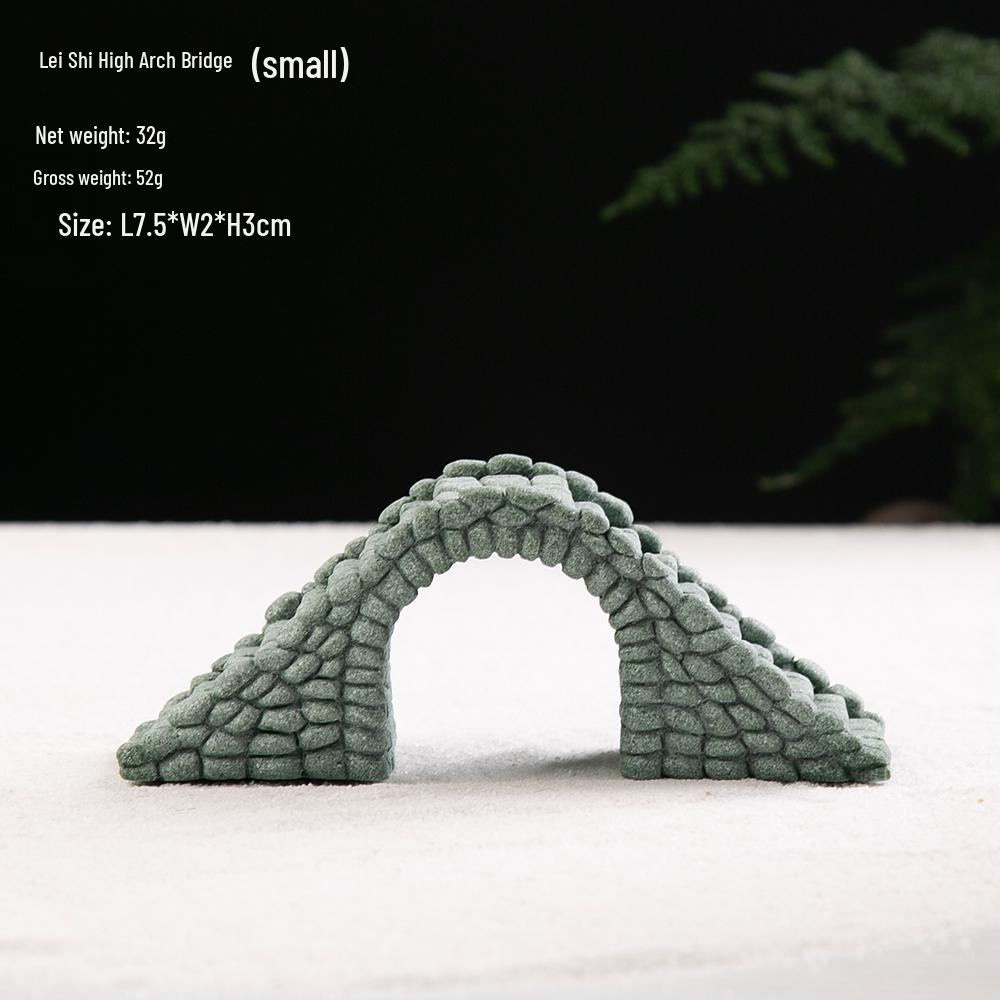 Pebble Bridge Small Boat Ornament: Miniature Water Bonsai Rockery Decoration for Floral Landscapes.