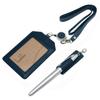 Boshiho Genuine Leather ID Card Vertical Neck Strap with Holds 3 ID Includes Name Pass Employee ID Card Pen and Neck Stylish for Men and Perfect for